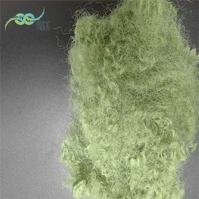 ซื้อ สายใยพอลิเอสเตอร์สเตปล สีเขียวขุมผสมผสาน รีไซเคิล สายใย 15D ซิลิโคน การผลิตออนไลน์