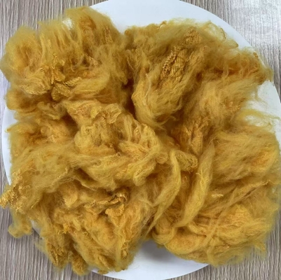 ราคาดี เส้นใยโพลีเอสเตอร์ย้อมสีแบบ Dope Dyed 1.5D ทนไฟสูง สีเหลืองทอง ออนไลน์